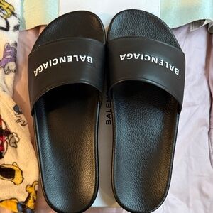 Balenciaga Black Logo Slides